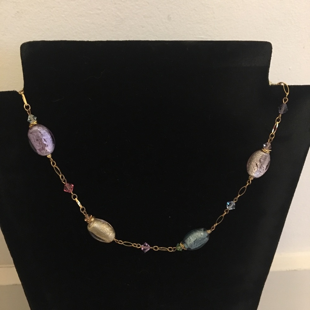 16” Alexis K necklace w mixed glass stone/beads